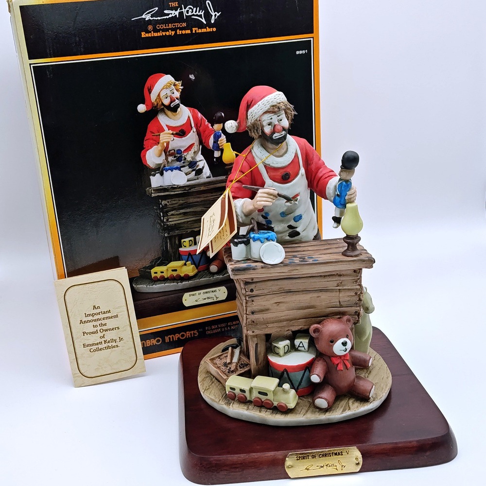 Emmett Kelly Jr Spirit of Christmas V Figurine Flambro Santa Clown 12" Box Paper